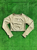 Gymnacity Khaki Surge Long Sleeve Crop Top