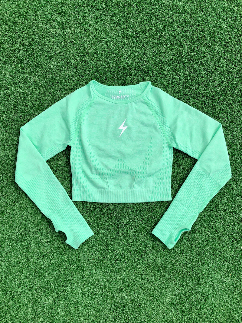 Gymnacity Mint Surge Long Sleeve Crop Top